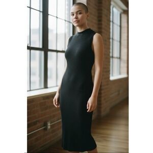 Rachel Comey Ribbed Sleeveless Knit Maxi Dress 8 Black
